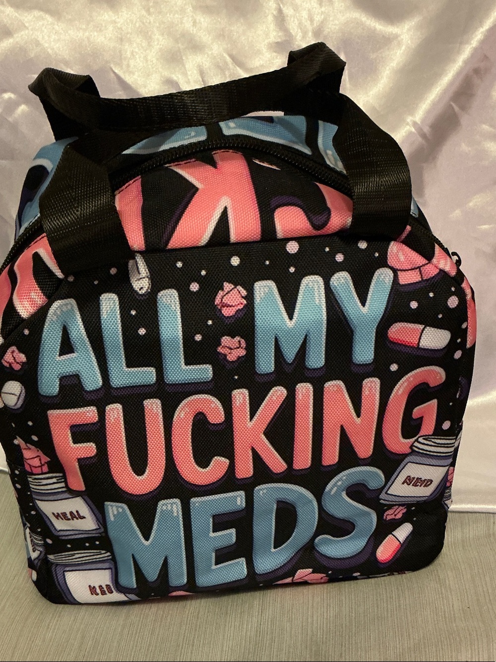 All My Meds Insulated Pill Bag - Pink & Blue